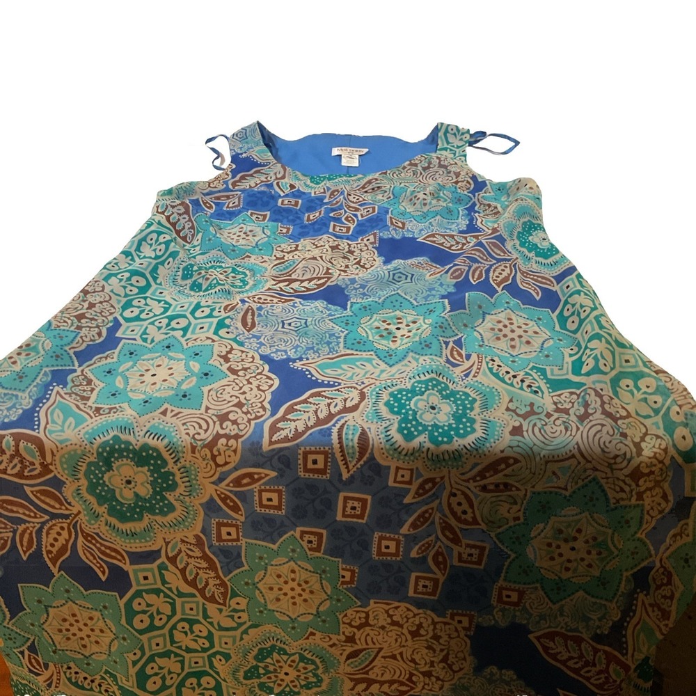 Miss Dorby Blue Paisley Sheer Lined Sleeveless Sheath‎ Maxi Dress Size 18 I99
